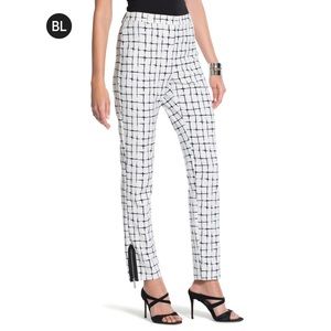 Black Label by Chico’s Grid Print Dress Pants White Black